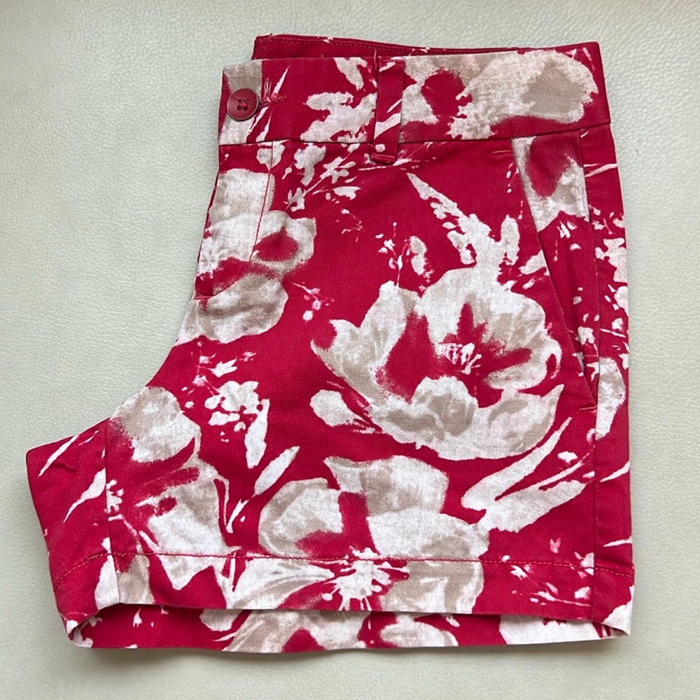 LOFT shorts- size 00, red floral print, gently worn, like new
